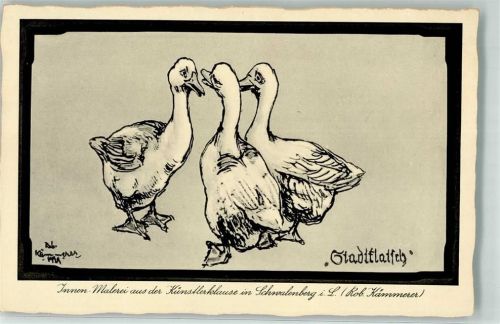 Schieder-Schwalenberg Stadtklatsch Gänse malerrei Gasthaus Künstlerklause sign. Kämmerer, Rob.