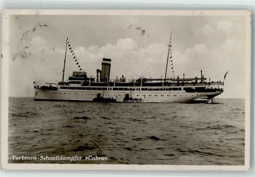 Helgoland Dampfer Cobra Ausschiffen Hapag + Bordstempel 22. Juli 1928