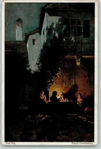 Aquarell Abendunterhaltung NH Nr.927 Hey, Paul 1920 Künstlerkarte