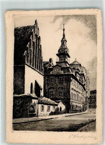 Prag Originalunterschrift Original Radierung / Willy Lindwer Judaica Collectie