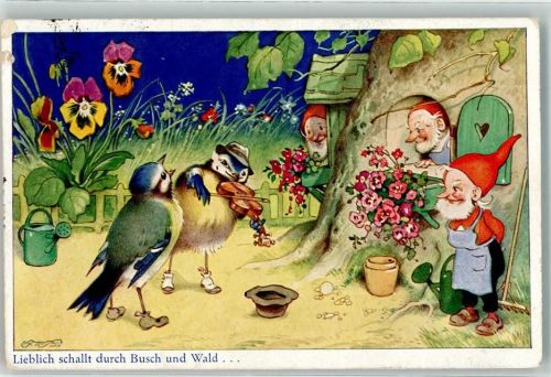 1936 Verlag Oppel & Hess Serie 1457-1 Zwerg Vögel vermenschlicht