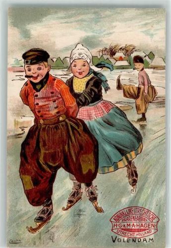 Utrecht 1899 Hollandkinder Schlittschuh Zigarrenfabrik M.A. Hagen