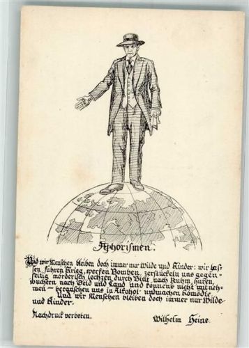 Aphorismen Kunstverlag Phänomen Spruch von Wilhelm Heine "Wir Menschen bleiben doch immer nur Wilde , Huren wuchern nach Geld usw.