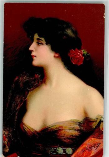 Rose im Haar tiefes Dekolette Frauenschönheit Erotik