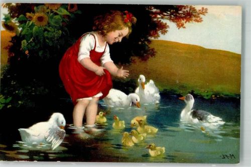 Meissner u. Buch Serie 2751 Kind mit Enten Flatscher, M. 1924 Künstlerkarte