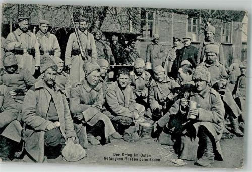 Russen Essen aus dem Kochgeschirr Stempel: Armierungs-Bataillon Nr. 42 Kriegsgefangener 1915