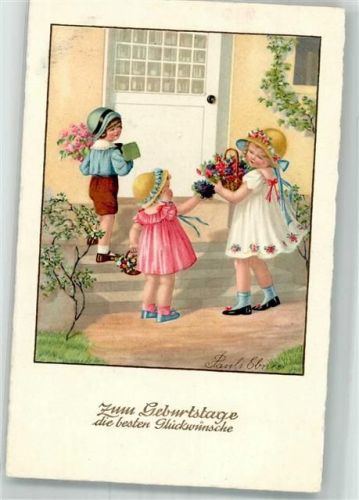 Geburtstag Kinder Gratulanten mit Blumen Verlag Dondorf 3571