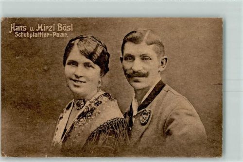 Hans und Mirzl Bösl - Schuhplattler Paar AK Volkstanz 1919
