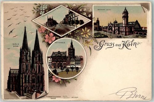 Köln Altstadt-Nord 103 1903 Dom Rathaus Hohenzollernring Bahnhof Lithographie