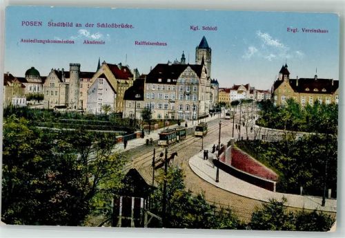 Posen Schloss Straßenbahn Ansiedlungskommission Akademie Raiffeinsehaus ev-Vereinshaus