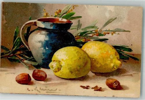 Stillleben Zitronen Haselnüsse Krug G.O.M. 2257