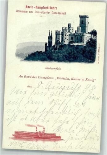 W5400 Stolzenfels Am bord ses Dampfers Kaiser Wilhelm + Burg Rheinschiff 1898