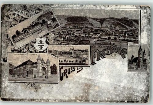 Freyburg Lithographie Turnvater Jahn's Geburtshaus Erinnerungs-Turnhalle Kriegerdenkmal