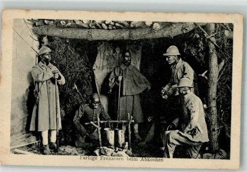 Metz 1917 Farbige Franzosen beim Abkochen Kriegsausstellung
