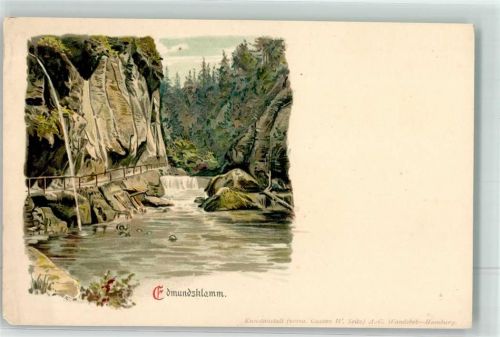 Hrensko Herrnskretschen Lithographie Edmundsklamm
