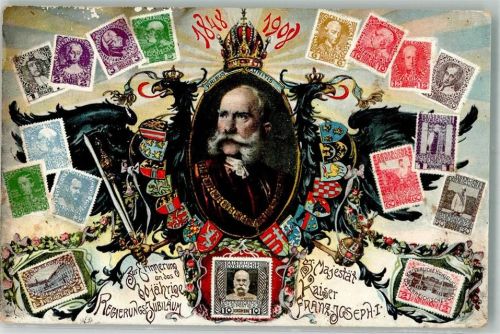 1915 Briefmarkenabbildung 60. Regierungs-Jubiläum 1848-1908 Ottmar Zieher Dep. 766