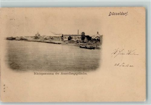 Düsseldorf 1902 Rheinpanorama des Ausstellungsgeländes