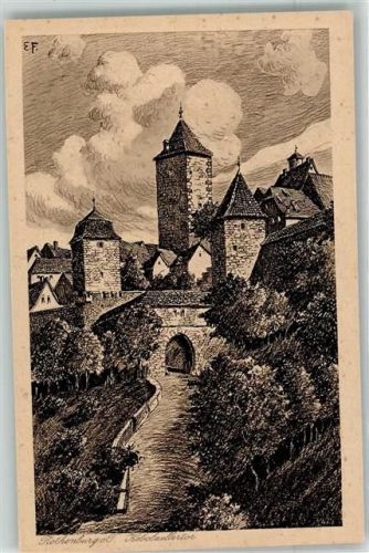 Rothenburg Koboladlertor Zeichnung sign. E.Felle