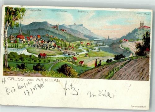 96215 W8620 Lichtenfels , Bay 1898 Lithographie Schloss Banz Staffelberg