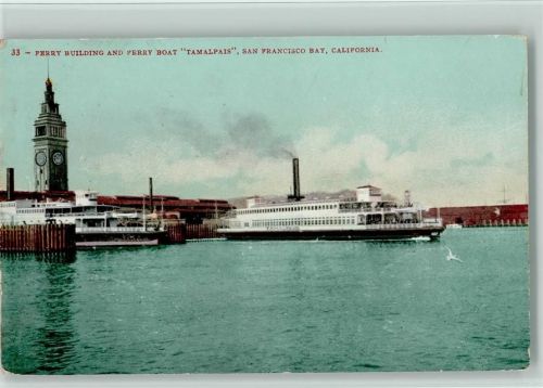 Ferry Building and Ferry Boat "Tamalpais" USA San Francisco Port