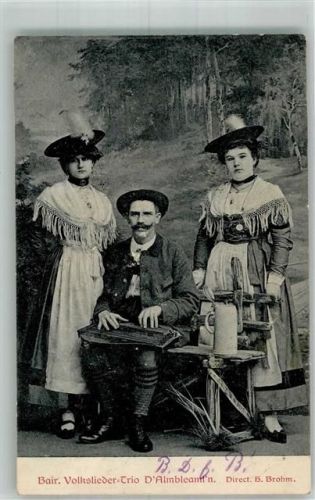 1909 Volkslieder Trio Almbleaml`n Trachten Lichtdruck Glass Leipzig