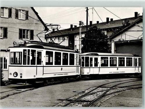 Gerlingen 1978 Triebwagen 15 von 1929 mit BW 22 der Städtischen Straßenbahnen Feuerbach SMS-Musumswagen-Sammelkarte 1013