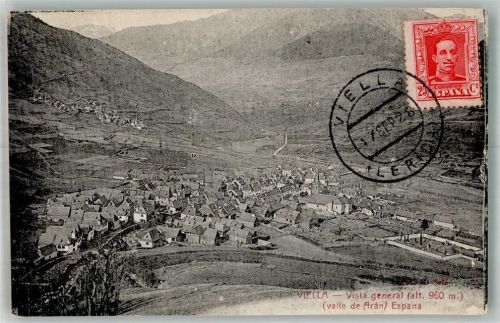 Lleida Lérida 1928 Foto AK Viella Valle de Arán Marke bildseitig