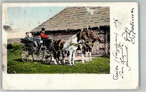 Riga 1901 Tracht Pferdekutsche Troika