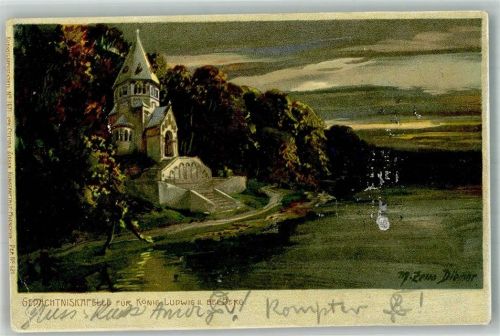 W8137 Berg , Starnberger See Zieher, Ottmar Nr. 1671 König Ludwig Kapelle Diemer, Z. 1900 Gebrauchsspuren
