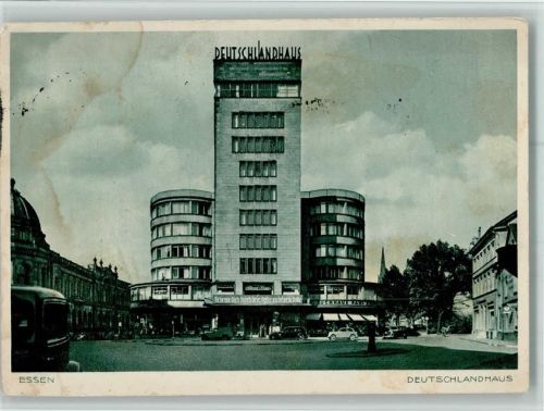 Essen Deutschlandhaus ca 1935 AK Stempelflecken, Wasserflecken