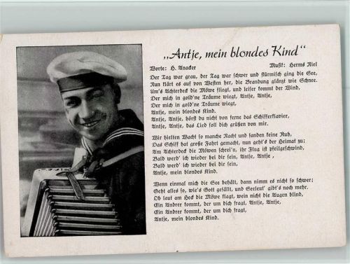 Marinelieder - Antje, mein blondes Kind - Verlag Franke Nr. 113 AK