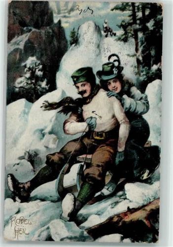 Heil Rodeln Liebespaar Zieher, Ottmar Heliocolorkarte
