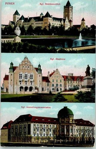 Posen 1915 Feldpost WK I Schloss Akademie Ansiedl.Kommission
