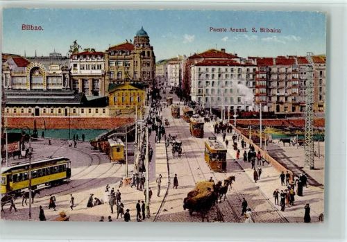 Bilbao Ortsansicht Brücke Straßenbahn Puenta Arenal S.Bilbiana