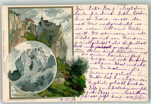 Fridingen 1898 sign. Mutter K. Schloss Weenwag Schloss Bronnen