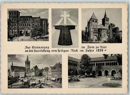 Trier 1959 Porta nigra Dom mit Liebfrauenkirche Hauptmarkt Marktszene Brunnenhof Ausstellung vom heiligen Rock