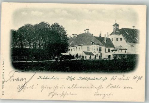 85764 W8042 Schleißheim 1898 Foto AK Adelskorrespondenz Gasthaus Kgl. Schlosswirtschaft