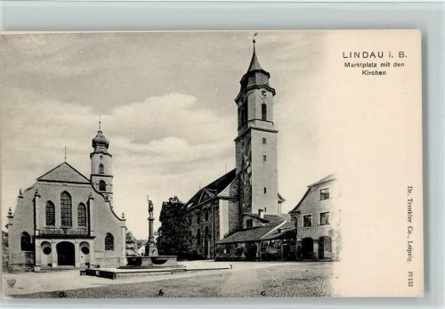 88131 W8990 Lindau (Bodensee) - Marktplatz mit den Kirchen