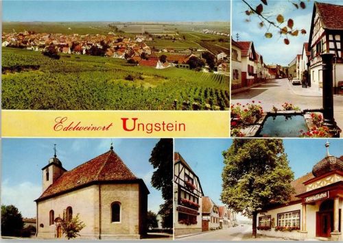 Ungstein Gesamtansicht Fachwerkhaus Kirche 4-Bildaufnahme