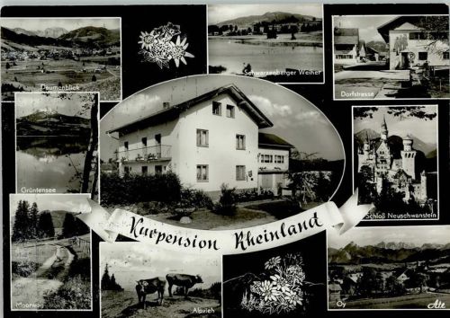 Oy Kurpension Rheinland Daumenblick Grüntensee Moorweg Alpvieh Kühe Edelweiß Schwarzenberger Weiher Dorfstrasse Schloß Neuschwanstein Oy Mehrfachaufnahme