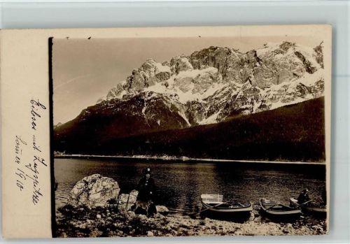 82491 W8104 Eibsee - Eibsee mit Zugspitze Ruderboote