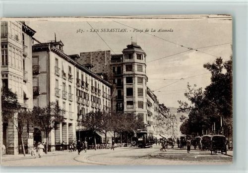 San Sebastian Plaza de la Alameda Strassenbahn Pferdekutschen