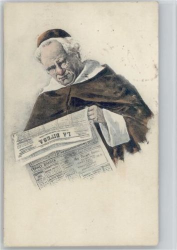 Mönch - Zeitung lesen ca 1912 AK