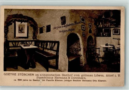 Adorf Goethe-Stübchen Gasthof zum goldenen Löwen Innenaufnahme