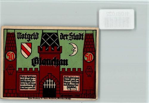 Glauchau Notgeldschein 50 Pfennig Bürgermeister geht zu den Männern