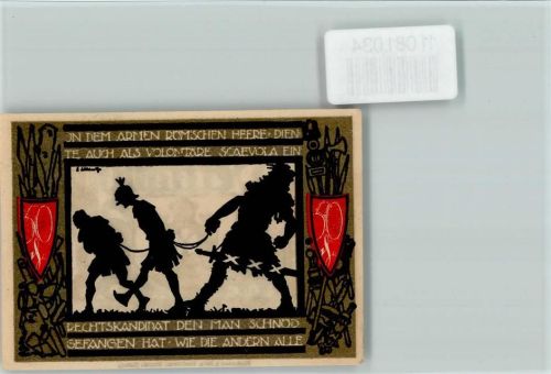 Detmold Notgeldschein 50 Pfennig Scherenschnitt Gefangennahme Wappen