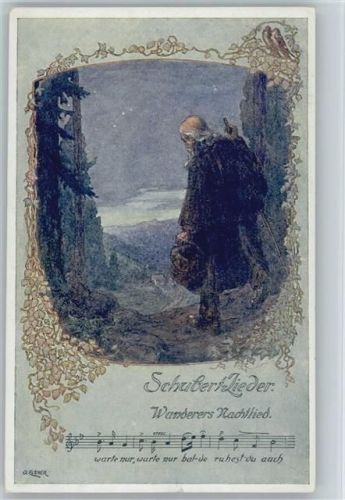 Liederkarte "Wanderers Nachtlied" sign Elsner Nr. 2 AK Schubert, F.