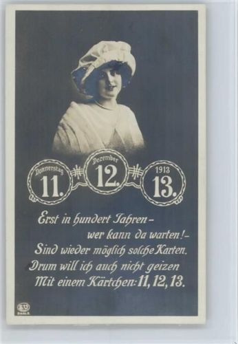1913 Seltenes Datum 11.12.13 - Hutmode Foto AK