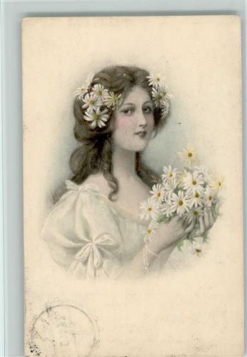 1911 Nr. 322 - sign R.R. v. Wichera - Frau mit Margeriten Haarschmuck