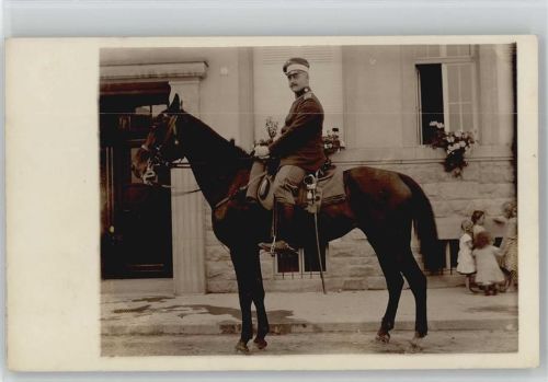 WK I Soldat mit Pferd - Foto AK